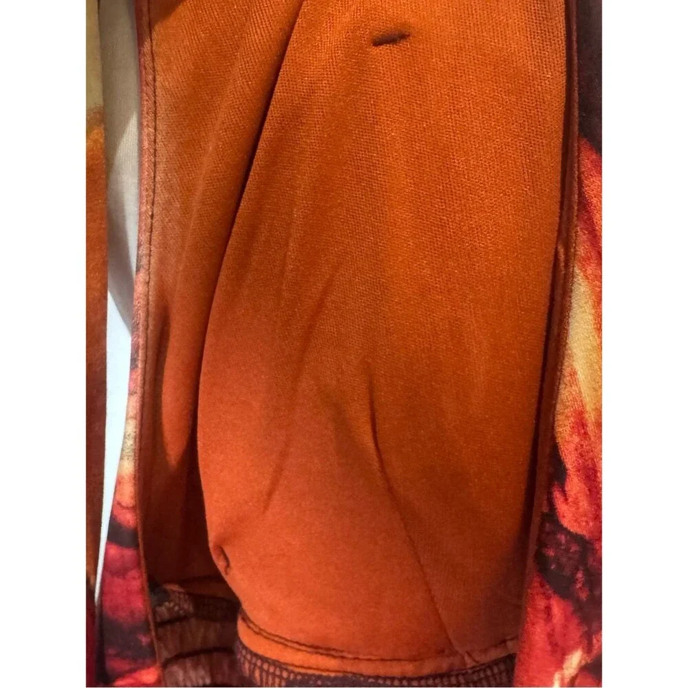 Bisou Bisou burnt orange abstract print smocked maxi dress size 4